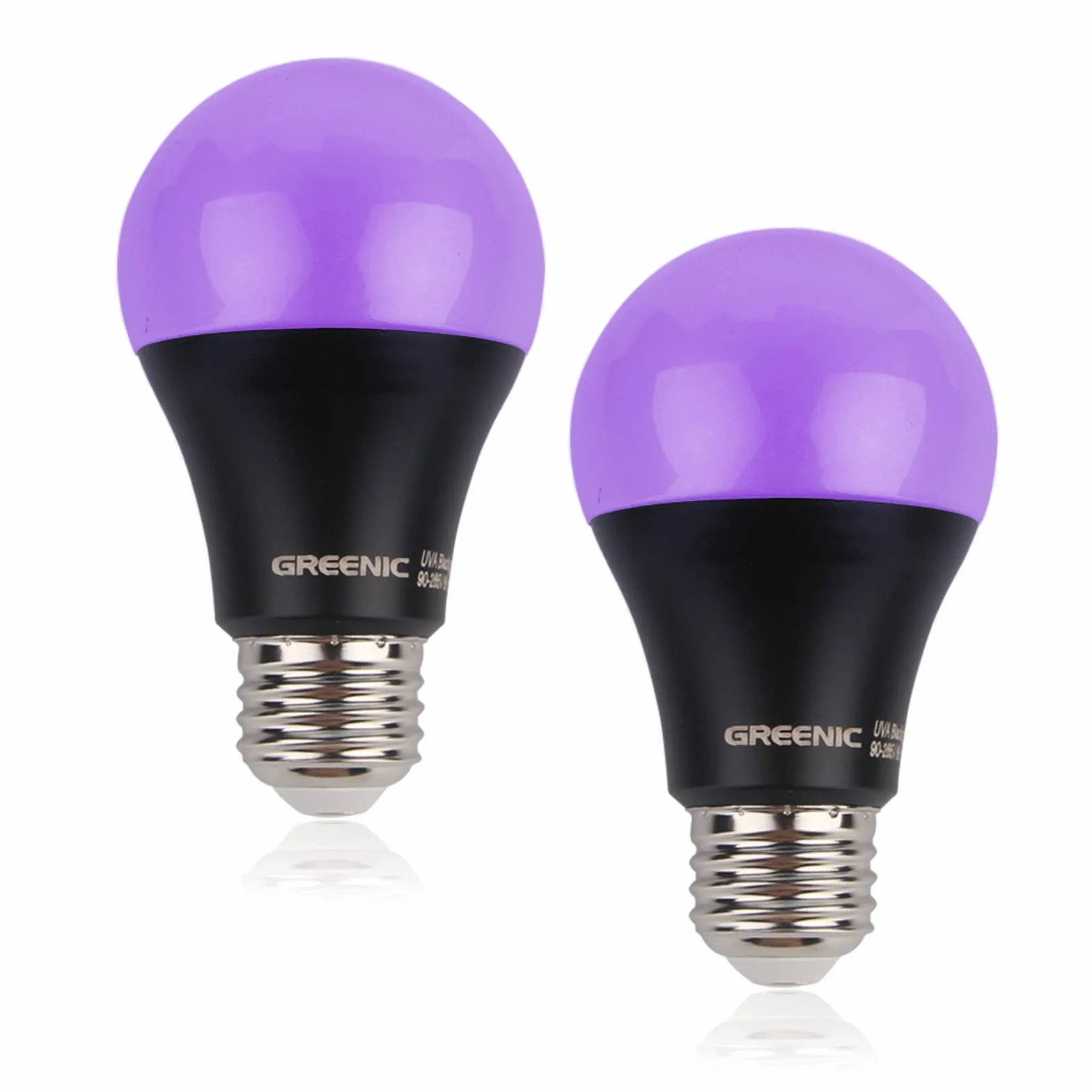 GREENIC Ampoule UV LED noire E27 8W, lampe UV ampoule noire, lampe ultraviolette LED pour Halloween, fêtes d'anniversaire pour enfants, peinture corporelle, 2 pièces